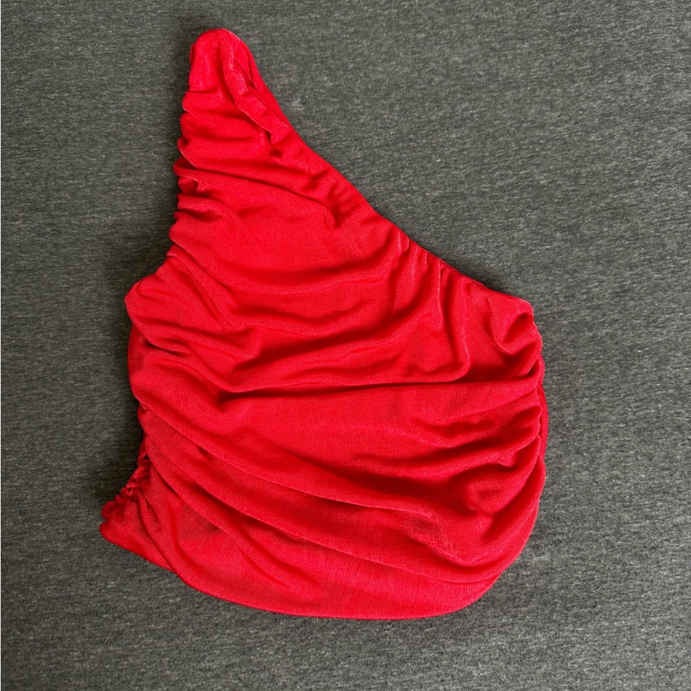 One shoulder Red Crop Top
